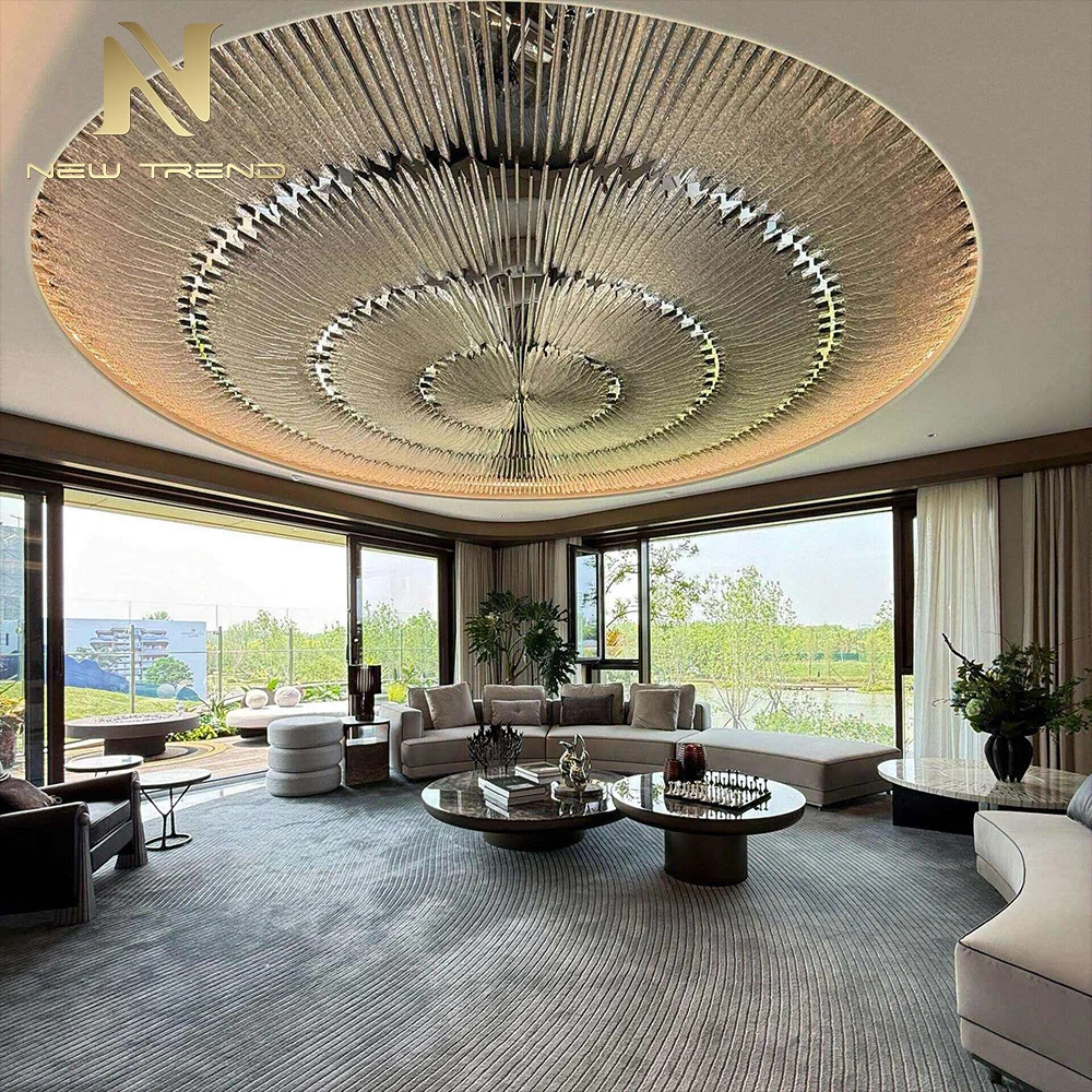 CPL-485 Modern luxurious living room lighting for commercial spaces. Large custom acrylic LED ceiling lights. Suitable for villa lobbies and halls