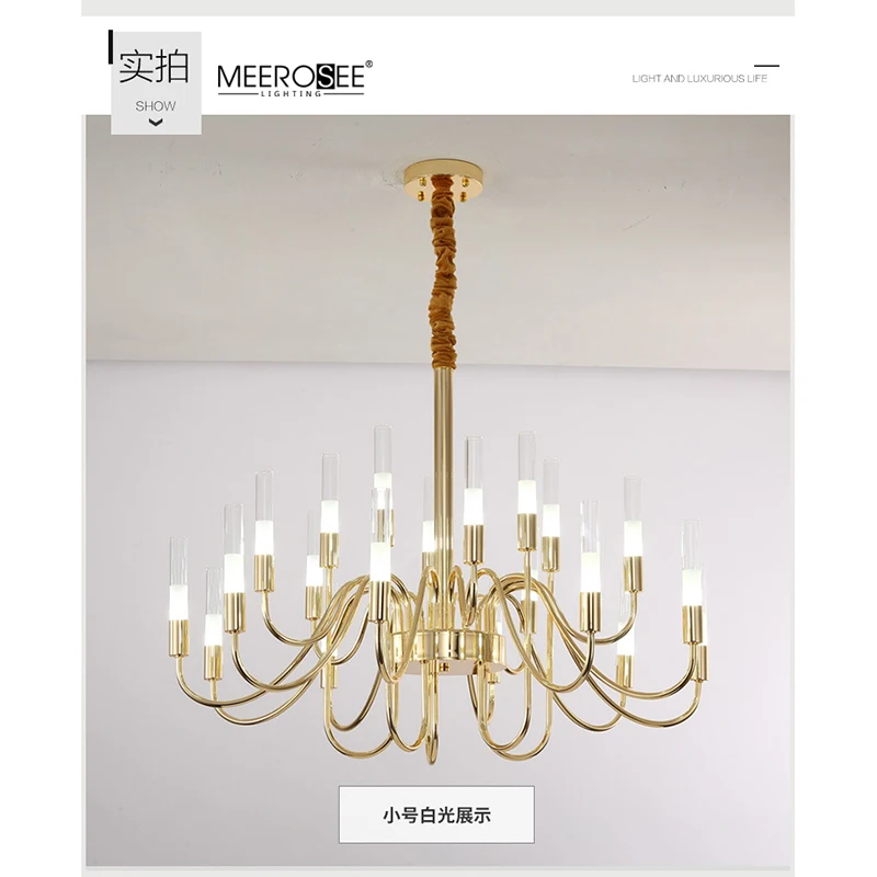 Meerosee Bamboo Light Chandeliers Gold Plated Iron Chandelier Lustres Modernes Contemporary Lighting MD86811