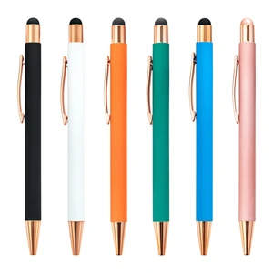 High Quality 2 in 1 Multifunction Rose Gold Stylus Ballpoint Pen with Custom LOGO for Promotional Gift and Office Supplies