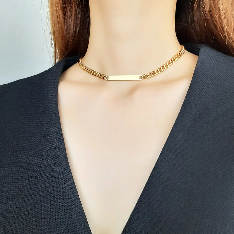 Simple Style Name Plate Gold Plated 
