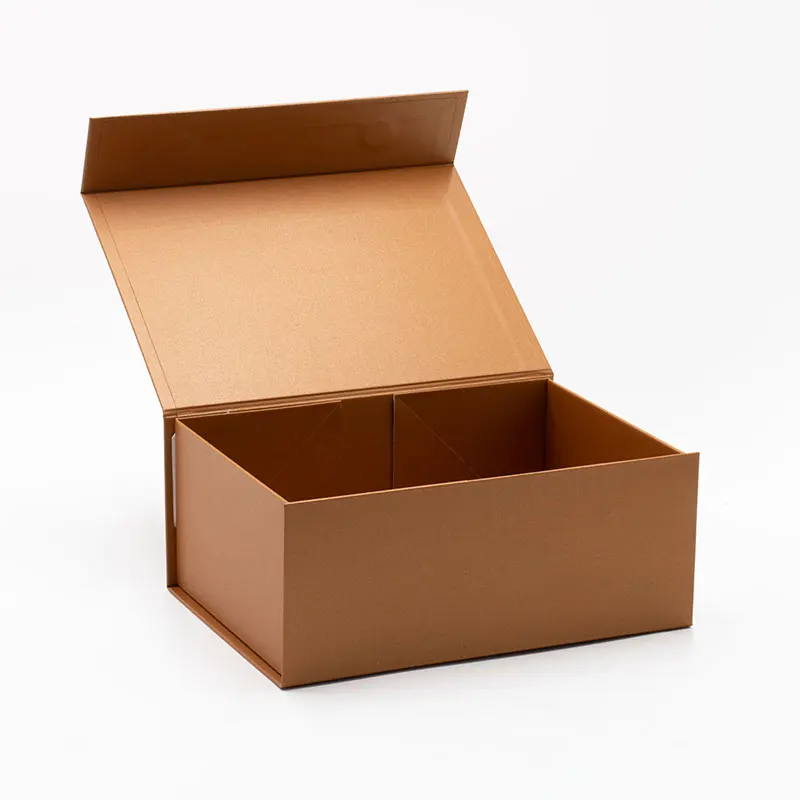 Elegant Copper Color Empty Retail Magnetic Gift Paper Boxes with Ribbon