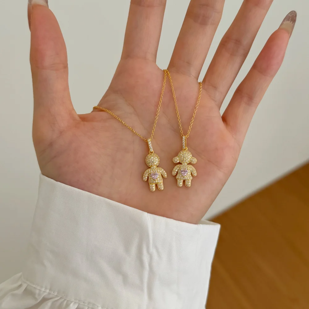 KAKODIY Special Design OEM ODM Jewelry 925 Sterling Silver 18K Gold Plated Dazzling 5A Zirconia Little Girls Pendant Necklace detail 2