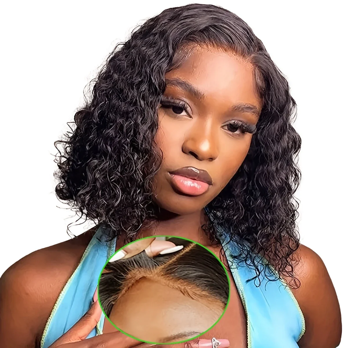 Human Hair Deep Wave Bob Wig Glueless Pre Cut Lace Front Wig_voghion.com