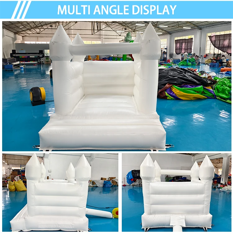 Cheap Custom Colors PVC Vinyl Inflatable Bouncy Castle Kid's Event Rental White Bounce House for Parties and Trampoline Park factory