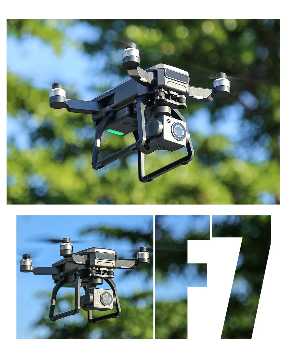 HOSHI-Dron SJRC F7 PRO con GPS, cámara 4K Dual HD, 3 ejes, cardán aéreo, fotografía aérea, Motor sin escobillas, RC, distancia de 3km