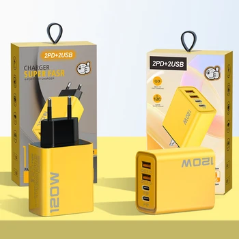 Wholesale 120W PD Charger Fast Charging Type C Adapter QC3.0 Dual USB C Wall Charger for iPhone for Samsung S23 4 Ports OVP