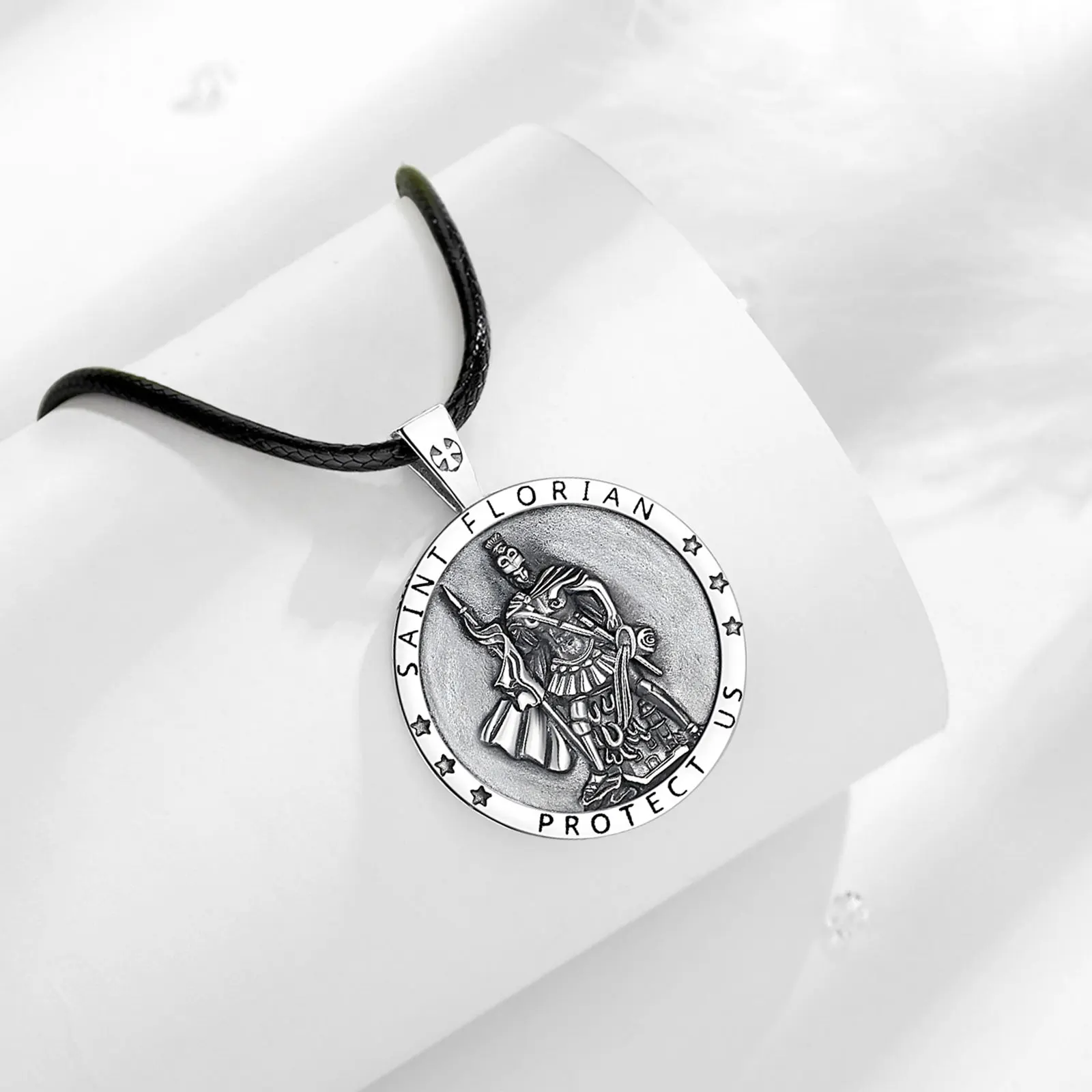 Merryshine 925 Sterling Silver Saint Florian Medal Necklace