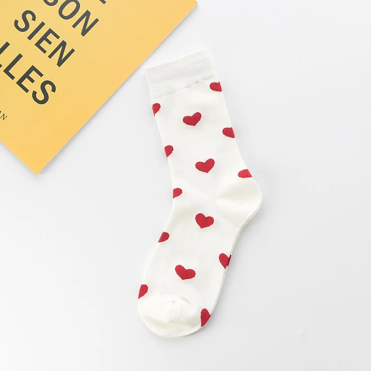 HF women color heart shape long tube versatile college style stockings socks