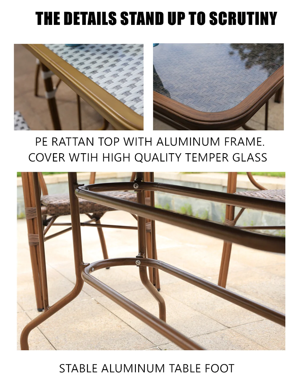 Rectangle  aluminum rattan coffee table  PE rattan  outdoor furniture  patio table wicker
