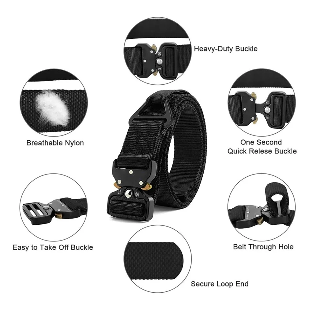 Fashionable Training Durable Men Nylon Webbing Utility Belt with V-ring Heavy Duty Quick-Release Buckle Tactical Rigger Belt