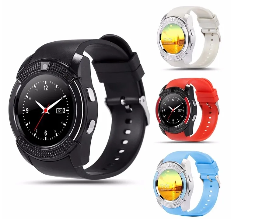 Fashion Pedometer 2g Sim Card Camera Watch Color Display Waterproof Device Wrist Smart Watch V8 Smartwatch for Android Ios