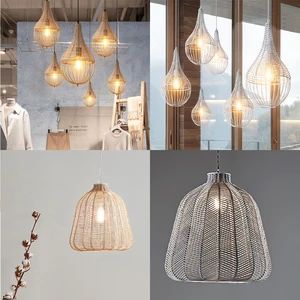 Teahouse Home Decor Rattan Lighting Wooden Pendant Lamp Hanging Lights Natural Handmade for Restaurant