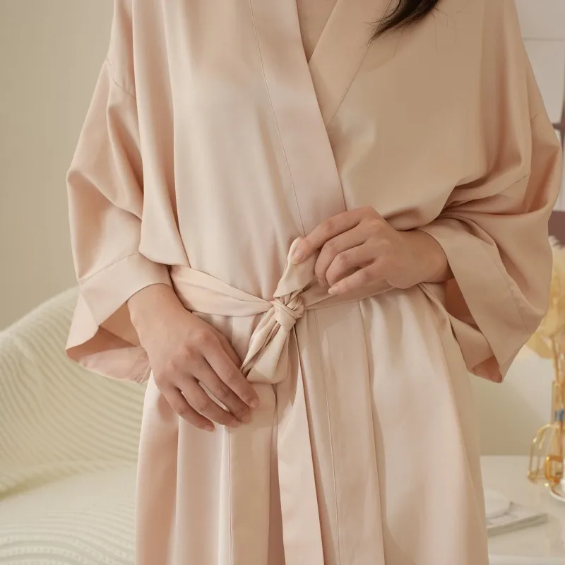 Satin Robes Silk Short Kimono Lightweight Bathrobe Silky Bride