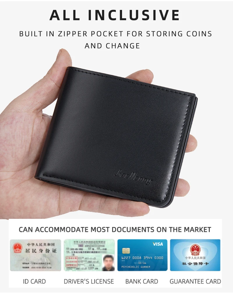 Baellerry 디자이너 미니멀리스트 Bifold 남성 지갑 도매 명함 동전 지갑 오픈 클로저 폴리에스터 안감 짧은|  Alibaba.com