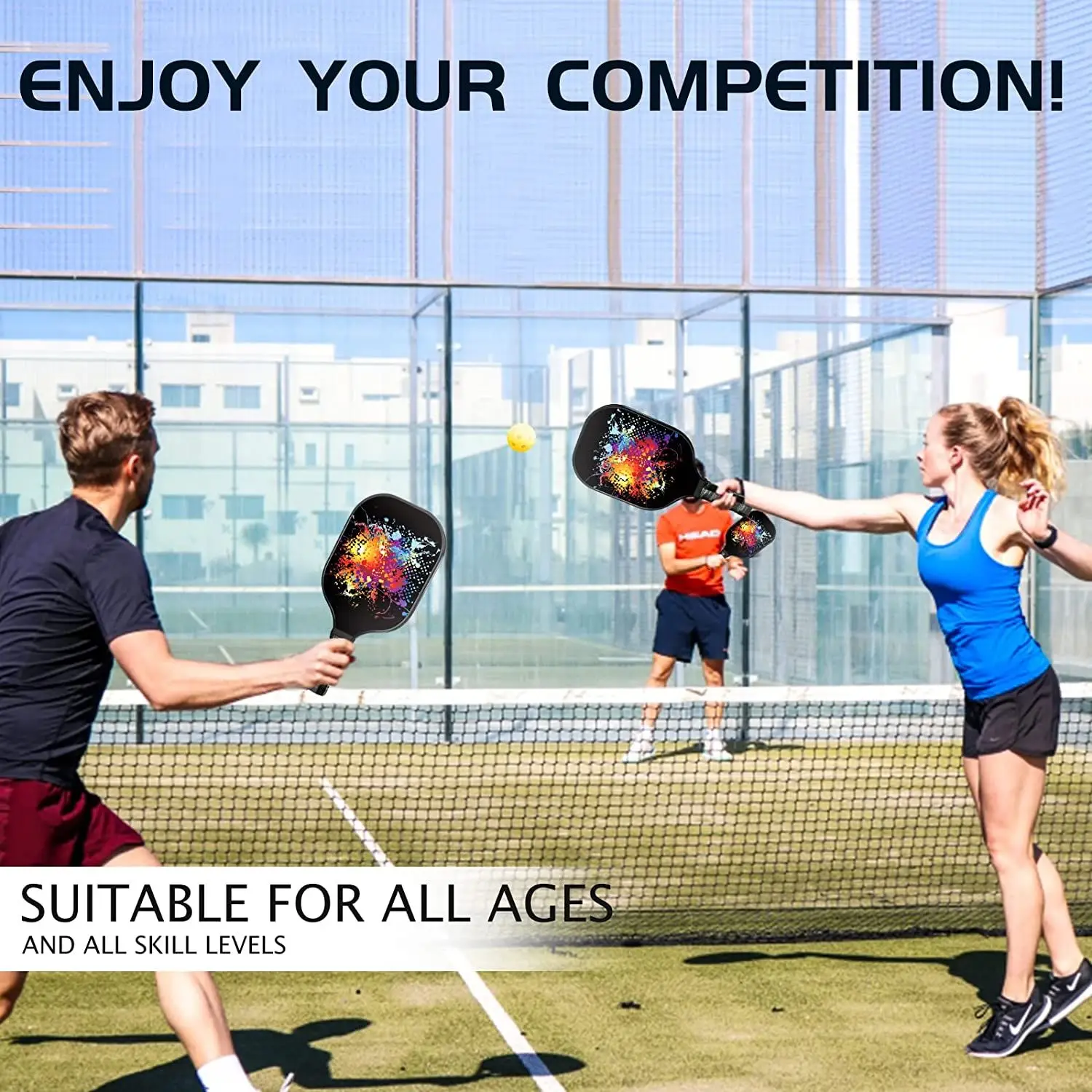 Pickleball-Paddel Set – 2 Schläger, Graphit-Wabenkern, USAPA-zugelassen, Mit Bällen & Tasche