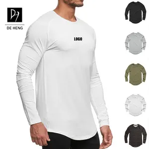 Custom Polyester Workout Compression Shirts Crew Neck Breathable Fitness Gym T-shirts Athletic Running Active Top
