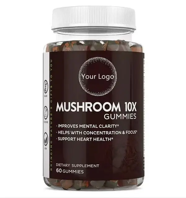 Vegan Cordyceps Reishi & Lions Mane Mushroom Gummies Organic Nootropic Brain Supplement for Humans