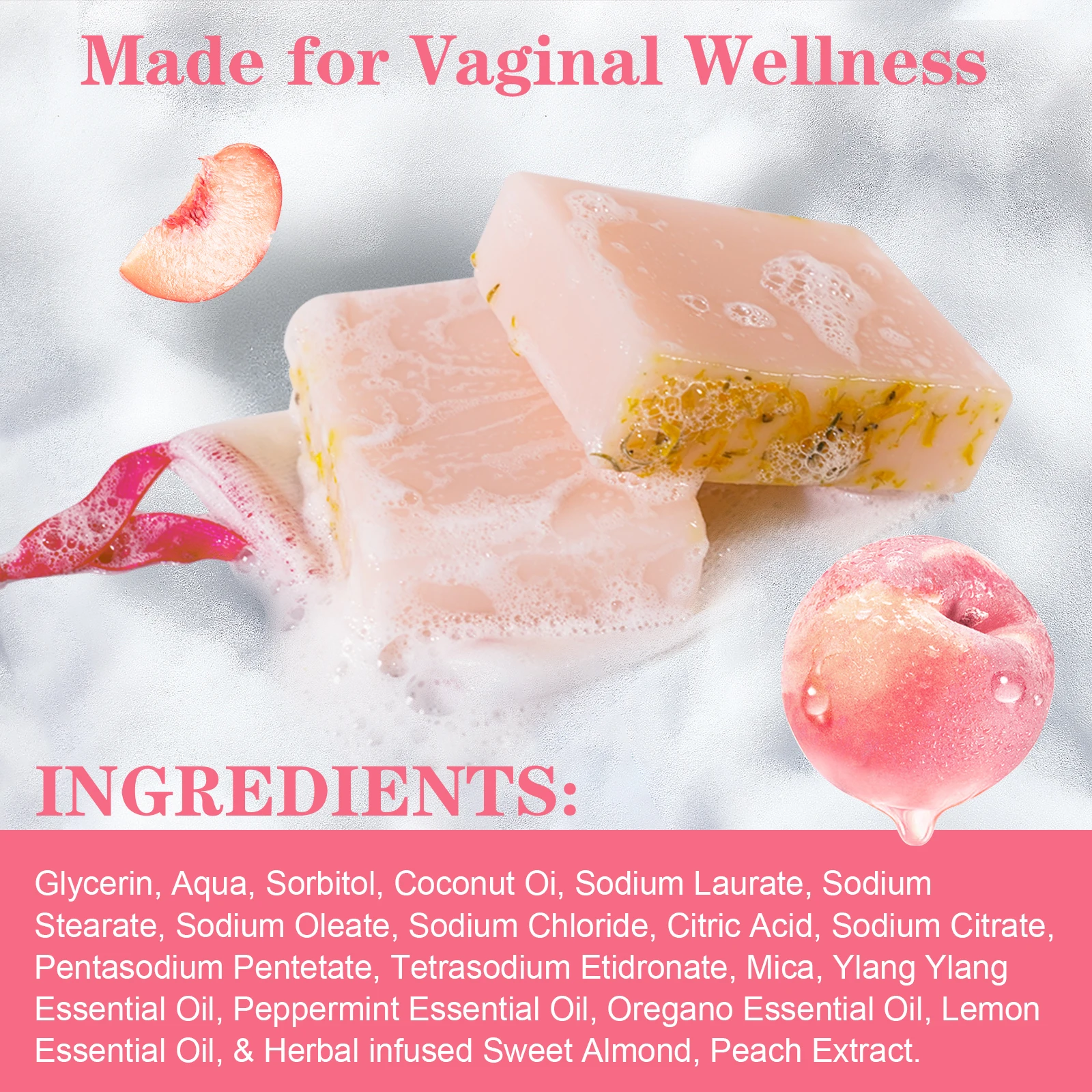 IKZEE 100g Hydrating Firming Peach Handmade Yoni Soap Bar,pink Custom Wholesale Feminine Hygiene Products Yoni Soap