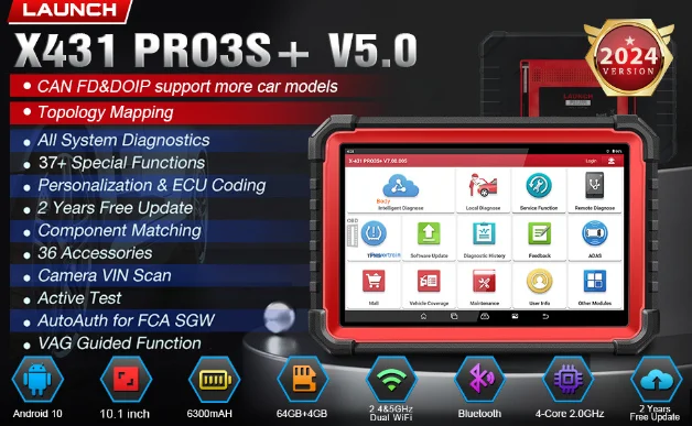 Launch X431 PRO3S+ V5.0 Auto OBD2 Code Reader Scanner Professional Automotive Diagnostic