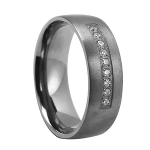 Tizti Tantalum Jewelry Brushed Domed Shape Comfort Fit Custom Diamond CZ Pure Tantalum Wedding Ring