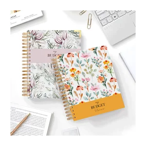 Custom A5 Spiral Notebook Thread Sewing Low MOQ Financial Organizer Budget Planner for Students Flowers Paper Cover Money Saving