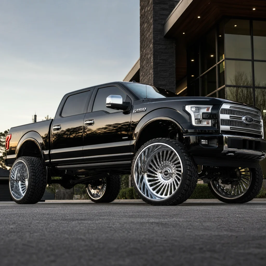 Custom 24 26 28 Inch Forged Wheels for Ford F150 Raptor Chevy Silverado GMC Sierra | Deep Dish Chrome Monoblock Rims