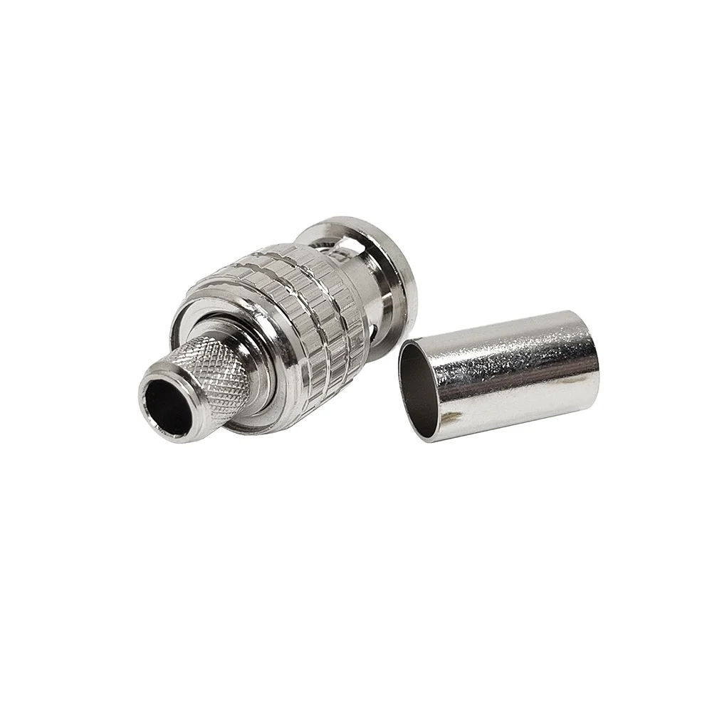 Hina Factory RF Coaxial HD-SDI Connector BNC Male Plug Crimp for RG6 Coax Cable