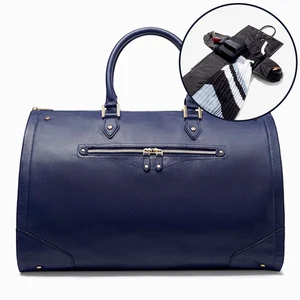 Custom Logo Pebble Leather Ladies Women Travel Garment Dress Carrier Weekender Duffle Bag