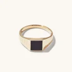 Latest Design Gold Vermeil 925 Sterling Silver Black Onyx Square Signet Ring Diamond