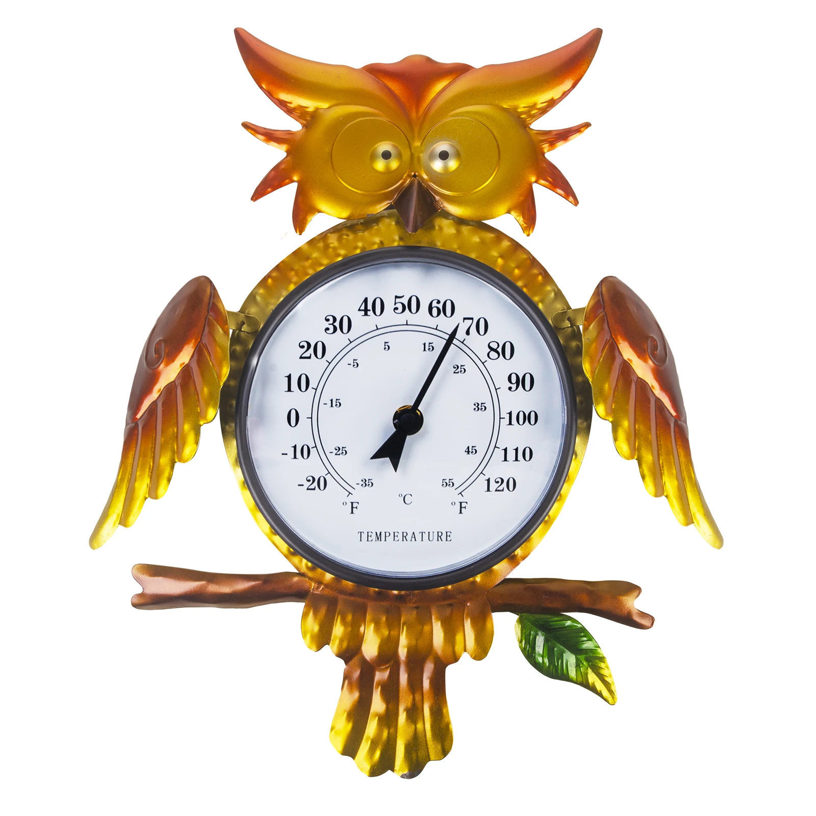 Outdoor Thermometers for Patio, Indoor Outdoor Thermometer  Wall Mount Owl Thermometer for Home  Orange