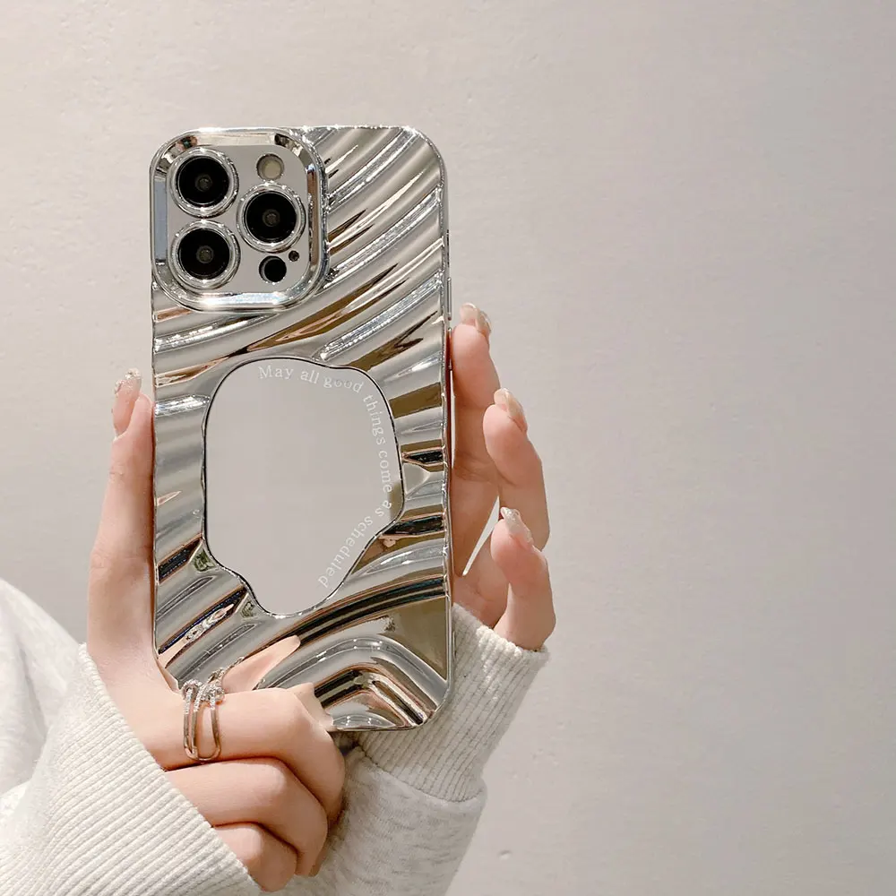 Tpu Pc Phone Case For Iphone 15 14 13 12 11 Xr Xs Max Pro Plus Electroplated Wave Mirror Luxury Cell Sjk400 Laudtec supplier