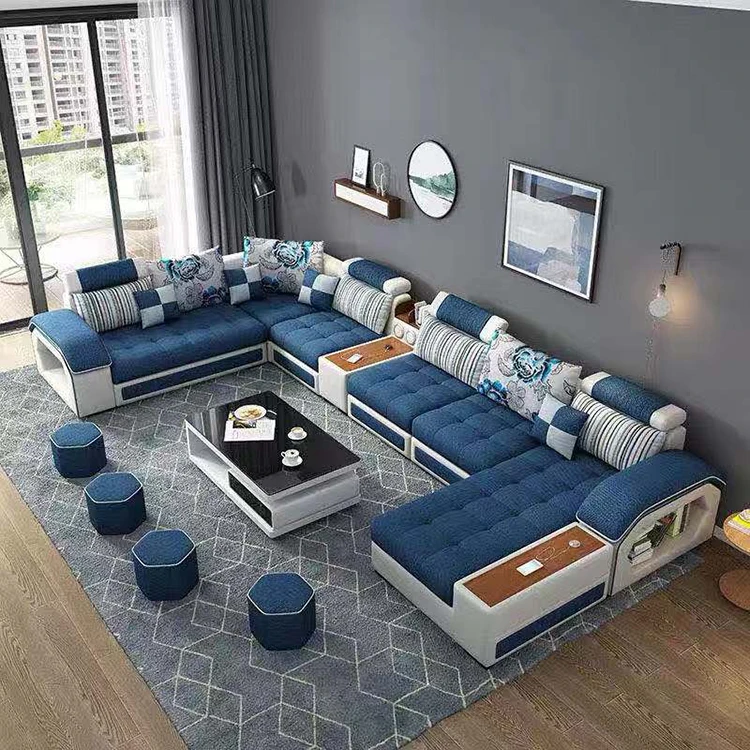 Furniture Customizable and Reconfigurable Seating Couch Sectional Fabric Living Room Rechargeable Sofa Combination Sofa Set