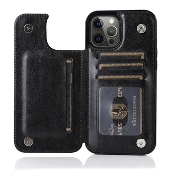 Pu Leather Phone Wallet Card Pockets Back Flip Cover Wallet Phone Case for iPhone 14pro 14promx Mobile Phone Bags
