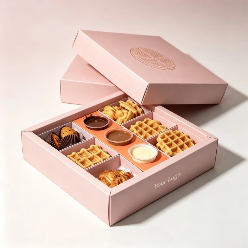 Individuell bedruckte Wellpappe-Geschenkbox für Kekse mit Inneneinteilung – Verpackungsbox für Backwaren, Süßigkeiten, Brot und Kuchen
