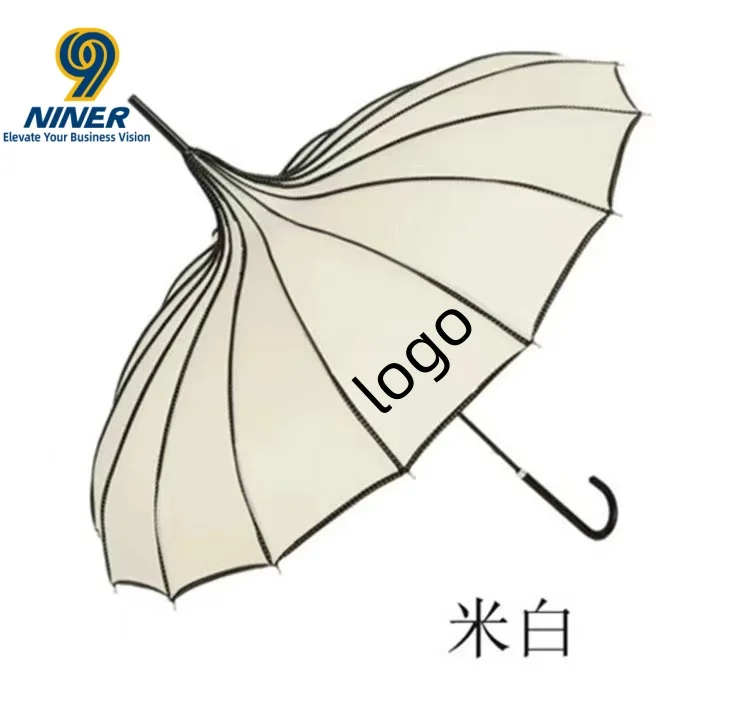 16 Solid Color Wrapped Pagoda Umbrella Wedding Photography Performance Prop Long Handle Umbrella Princess Small Fresh Umbrella