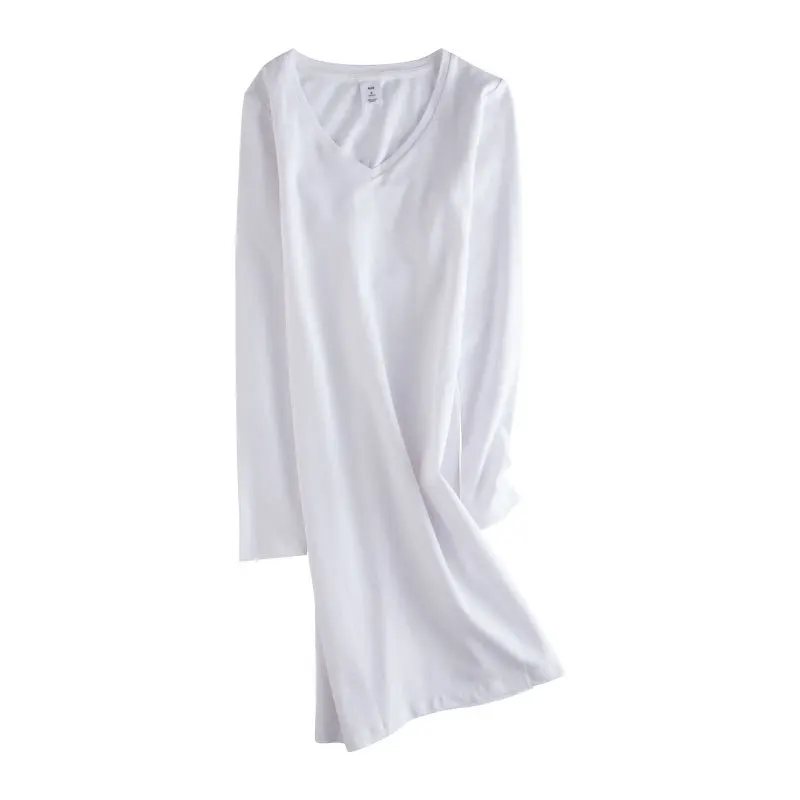 Duque Parecer residuo Wholesale Vestido blanco básico de manga larga para mujer, Camiseta con  cuello de pico From m.alibaba.com