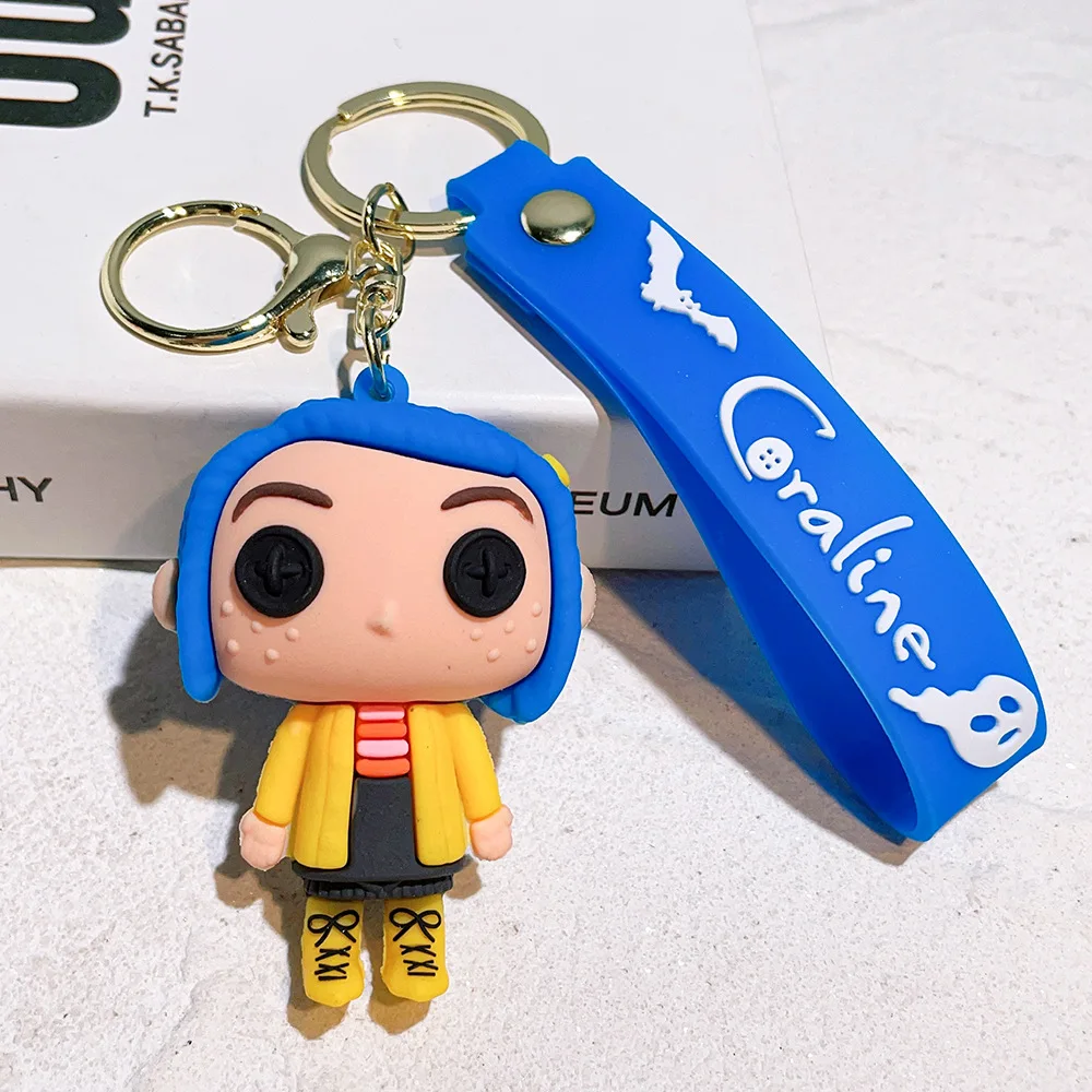 New Cartoon Anime Coraline & The Secret Door Pvc Rubber Keychain ...