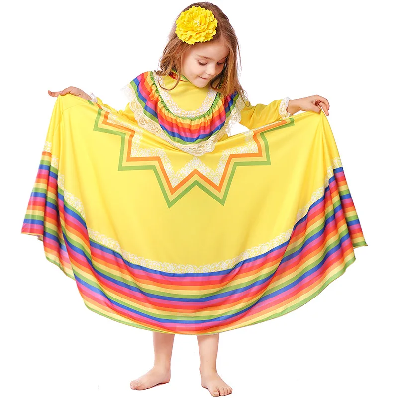 open lace back dress Charrito and Charrita Dress, Mexican Fiesta Dress