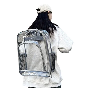 Custom Logo Clear PVC School Backpack Travel Transparent Bag Backpack