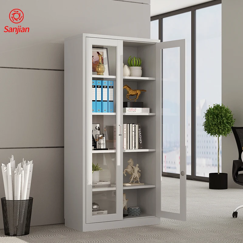 
Шкаф для хранения офисной мебели Sanjian, серый, регулируемый, с 2 створками 