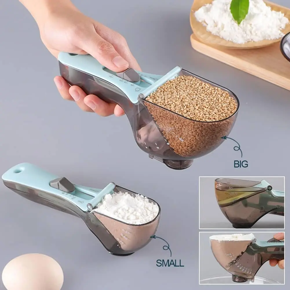 Kitchen Utensils Adjustable Measuring Spoons Sugar Scoop Flour Measuring Cup Baking Metering Scoop for Cake Baking Cooking