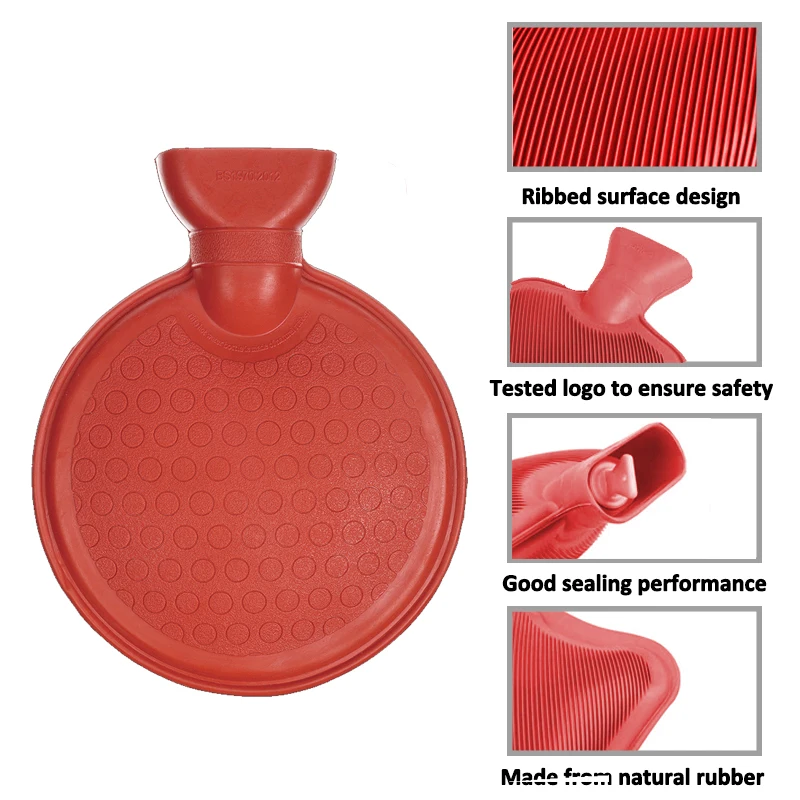1l round shape rubber hot water bag hand warmer period pain relief hot water bottle
