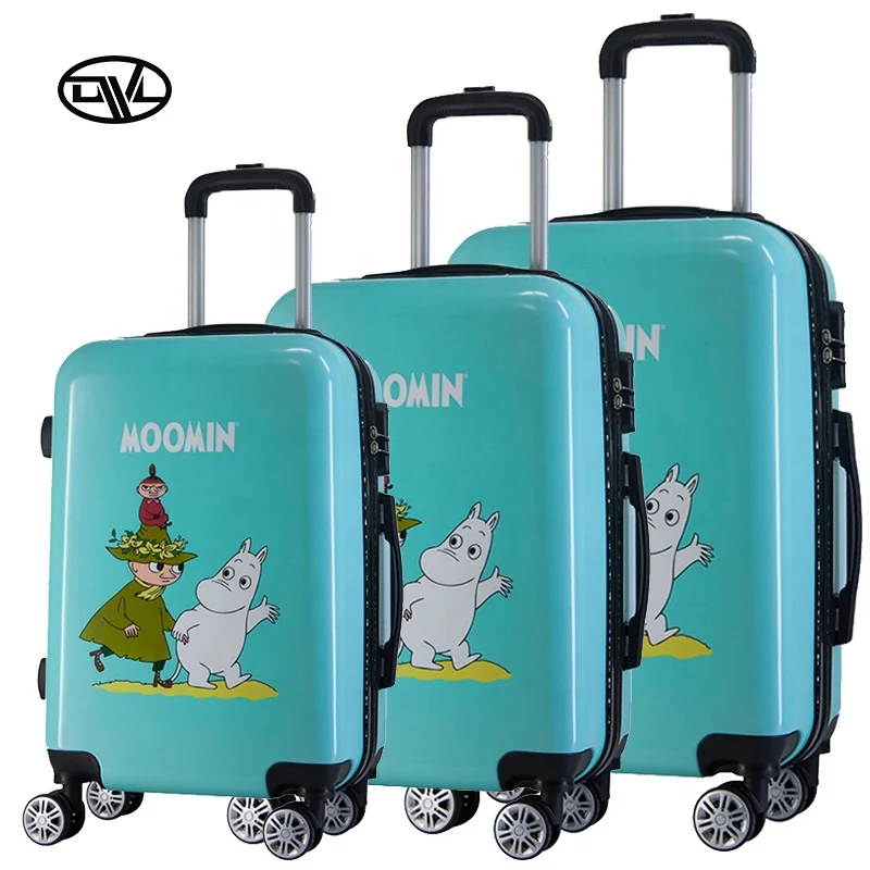 Wholesale Customized Design 4-Wheel Cartoon Characters Rolling Suitcase Kids' Travel Luggage with UV Printing Carry-Ons
