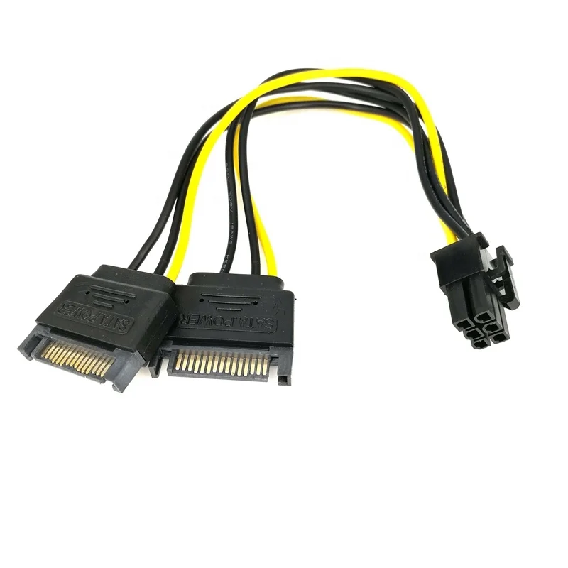 Кабель питания с USB «папа» на 15-контактный разъем SATA. Переходник питания PCI-E - SATA. USB Pin to SATA Power. Cable Ugreen SATA 15pin male to 2xsata 15pin 20cm us283 50719.