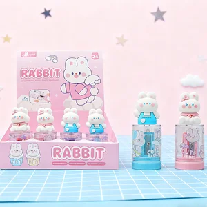 Cute Bunny Pencil Sharpener with Eraser, Fun Novelty Design for Students and Kids