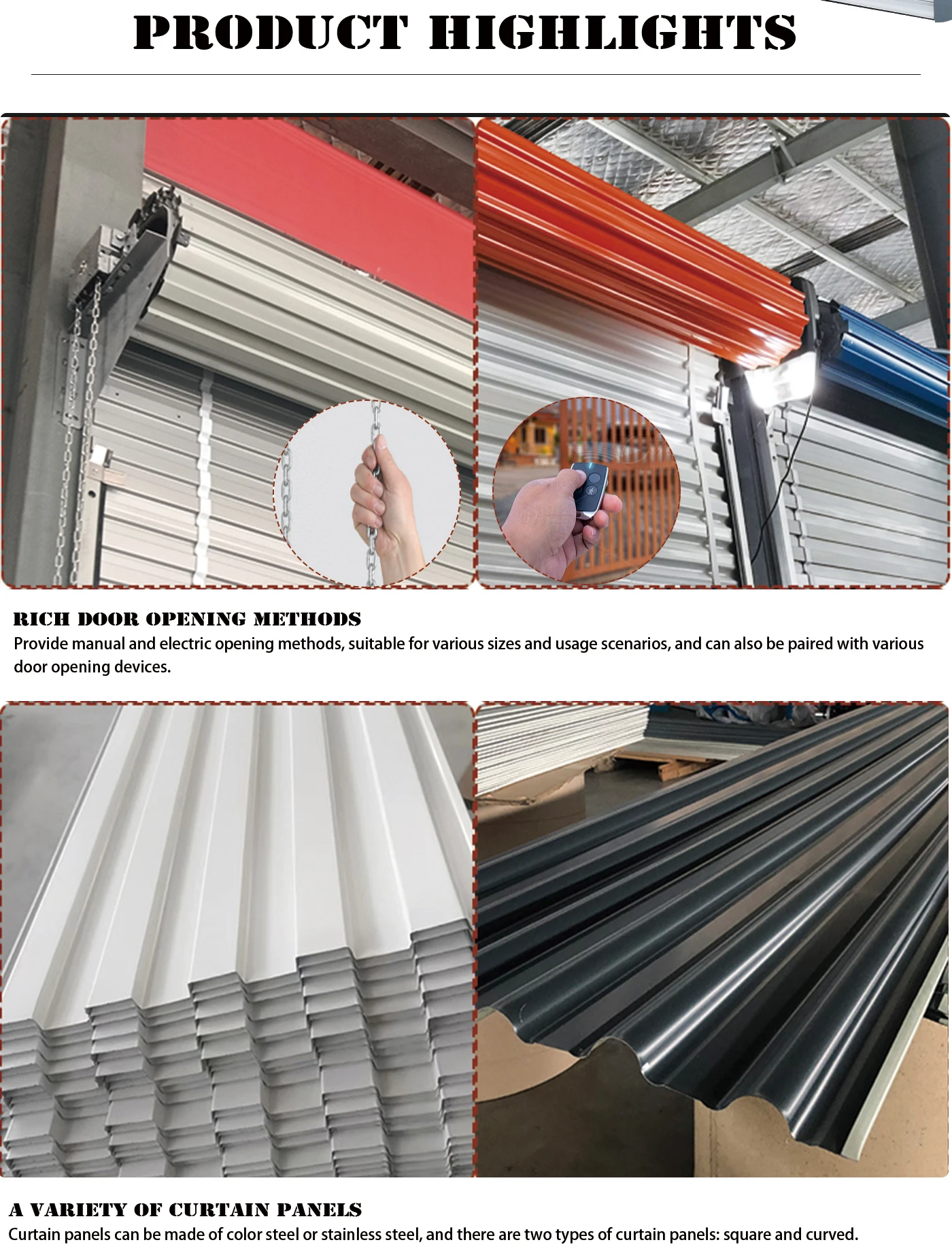 Factory direct sales of new self storage roller shutter doors manufacture