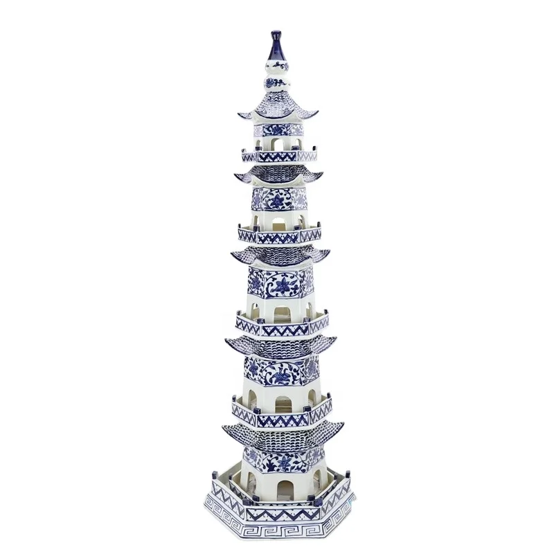 RZPI42   Chinese Ancient Times Pure Hand Made Ceramic Decorative Pagoda