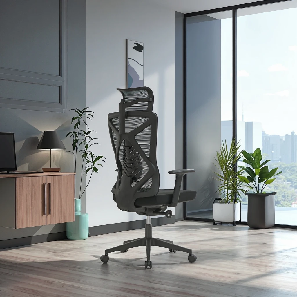 Maple Leaf Lumbar Support Ergonomic Swivel Task Chair with Adjustable Headrest and Thick Padded Seat for Conference Desk Use 5