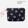 Neceser hexagonal pequeño negro con lazo rosa