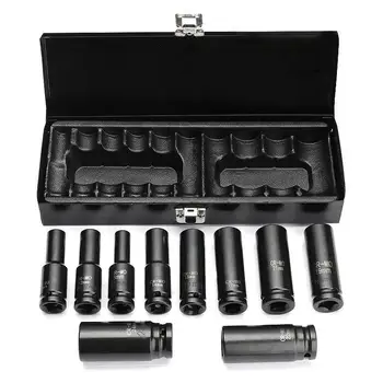 Combination 10 pcs electric wrench sleeve 1 / 2 big flying auto repair tool kit impact socket set